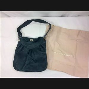 LOEFFLER RANDALL Teal Nappa Leather Flat Shoulder Handbag Silver & Gold Accents